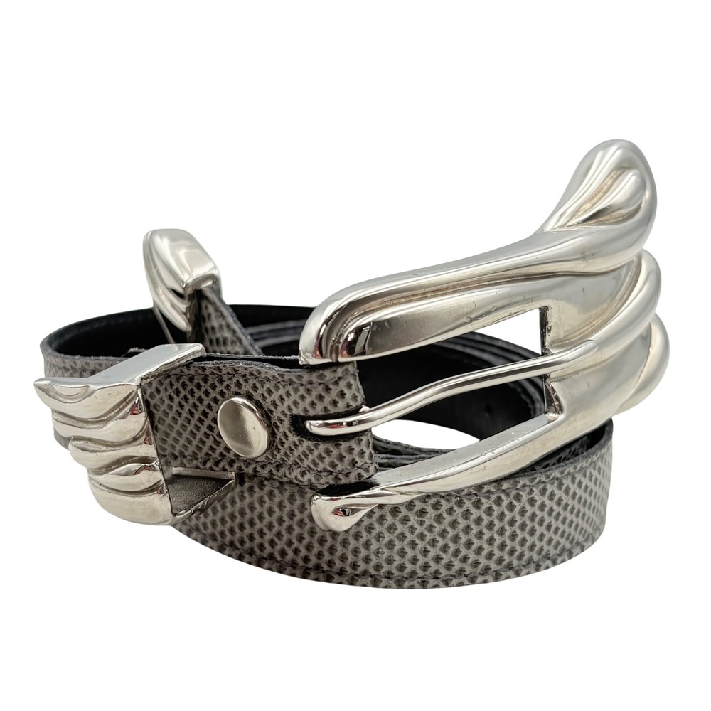 VTG CeCe Kieselstein-Cord Belt Women M Gray Silver Sculptural 1983 Abstract Thin